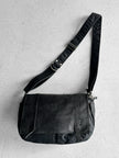 YOHJI YAMAMOTO Y'SACCS - late 1990s-2000s NYLON MESSENGER BAG WITH LEATHER FRONT PANEL