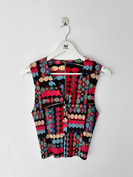 ISSEY MIYAKE - S/S 2007 COLOURFUL BILLIARDS PLEATED BUTTONED VEST TOP