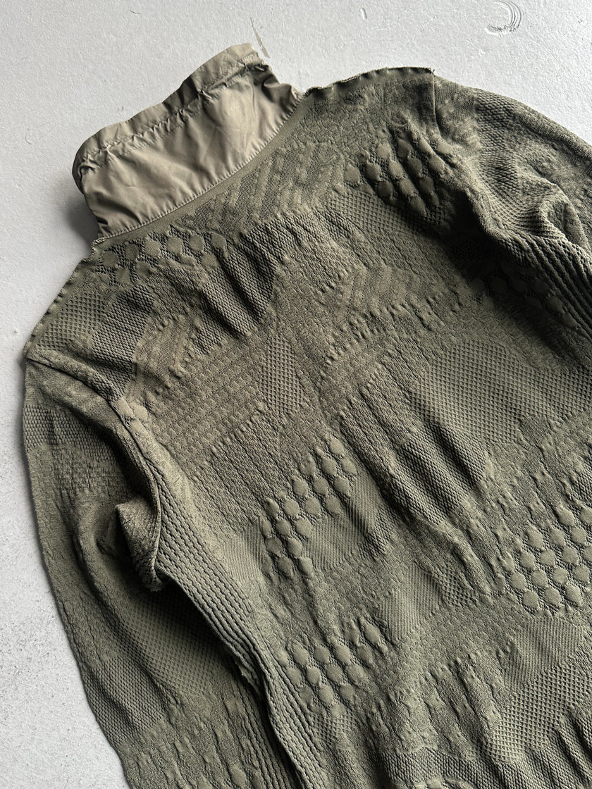 HIROKO KOSHINO - 2000s CONTRASTING NYLON COLLAR AND HEM SEMI TRANSPARENT JACKET