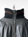 JAPANESE LABEL - late 1990s LEATHER JACKET WITH KNITTED HEM AND ZIP AT BACK