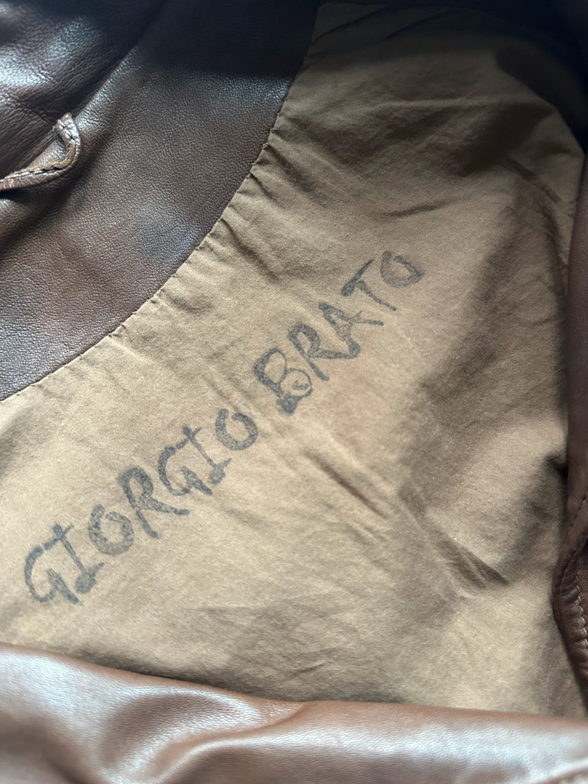 GIORGIO BRATO - 2000s SOFT LEATHER BELTED JACKET