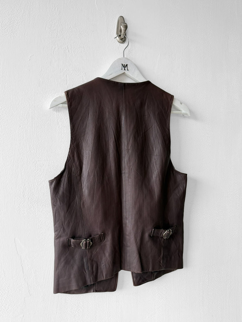 KATHARINE HAMNETT - 1990s LEATHER VEST