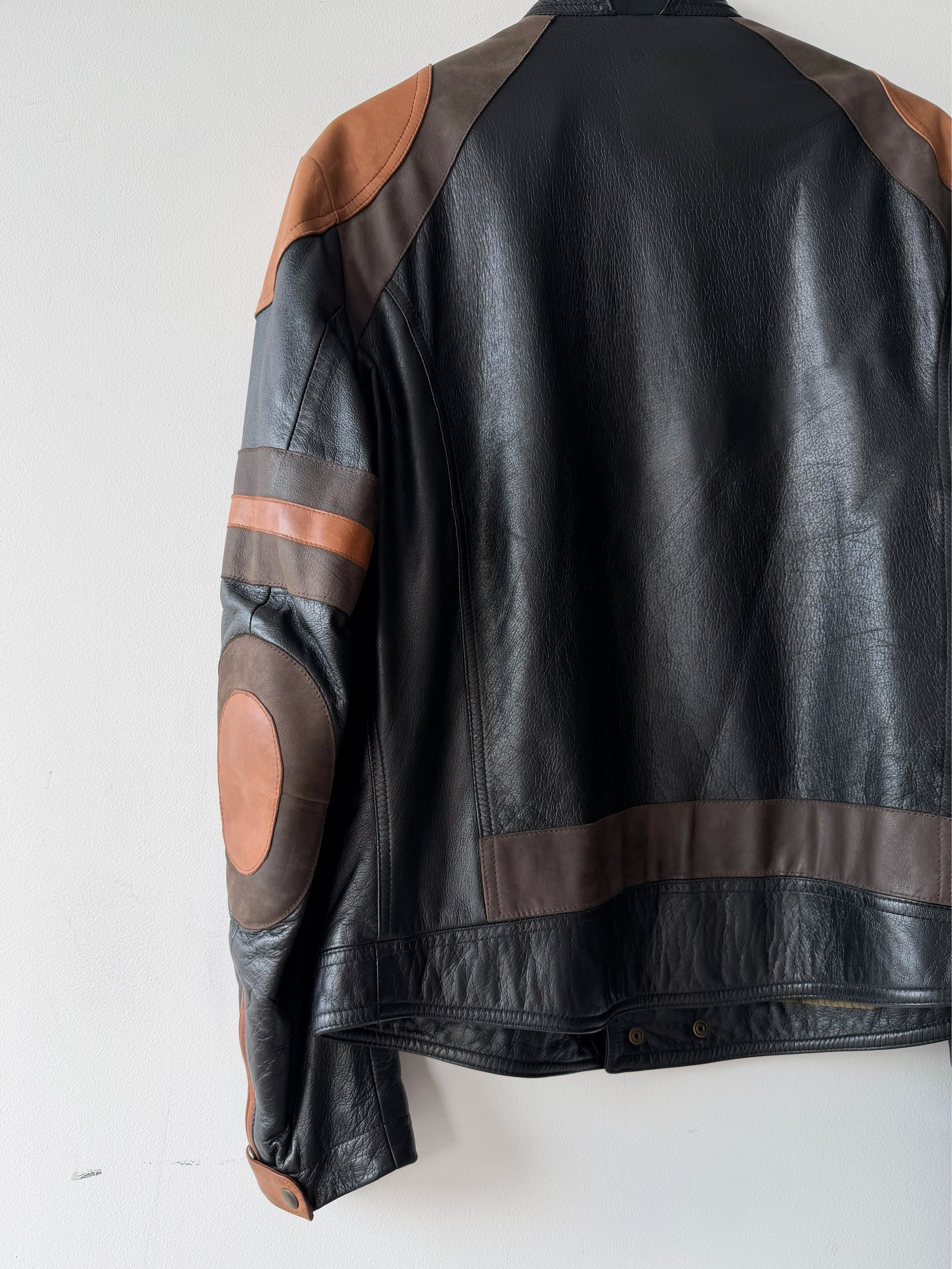 ANTONIO MARRAS - early 2000s PANELED LEATHER BIKER JACKET