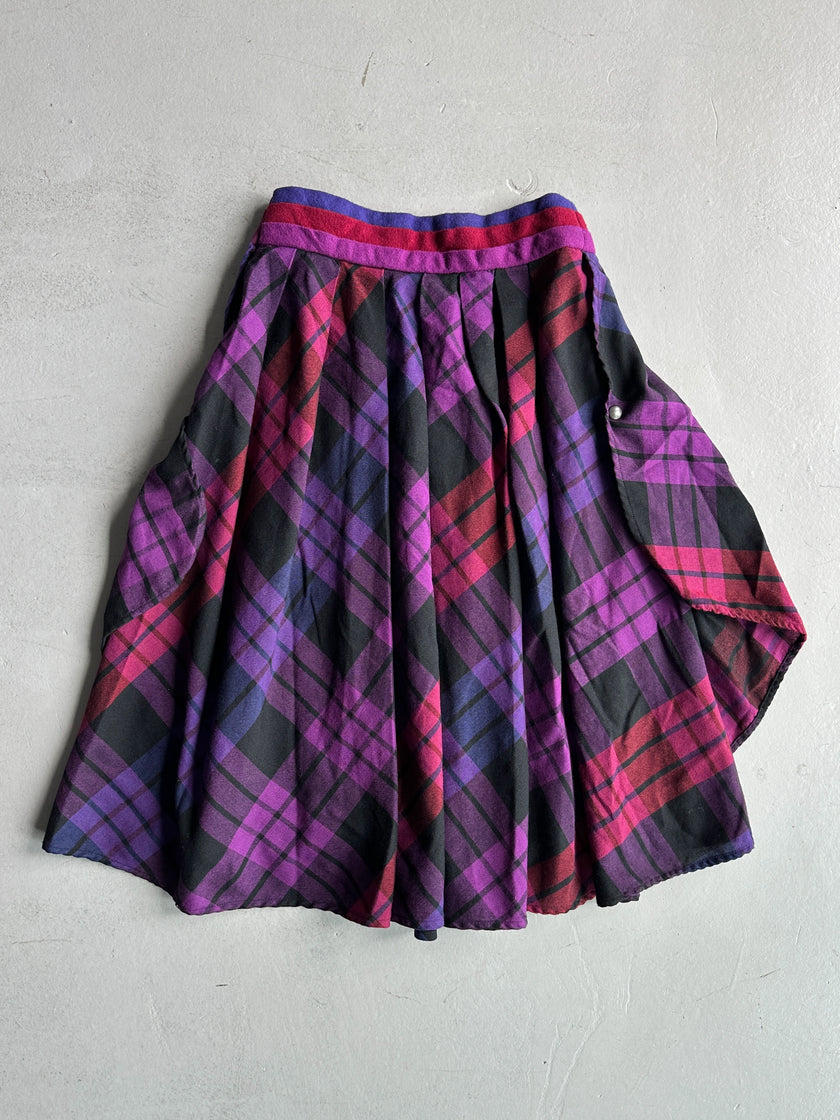 BYBLOS - 1990s CHECK PRINT PLEATED SKIRT