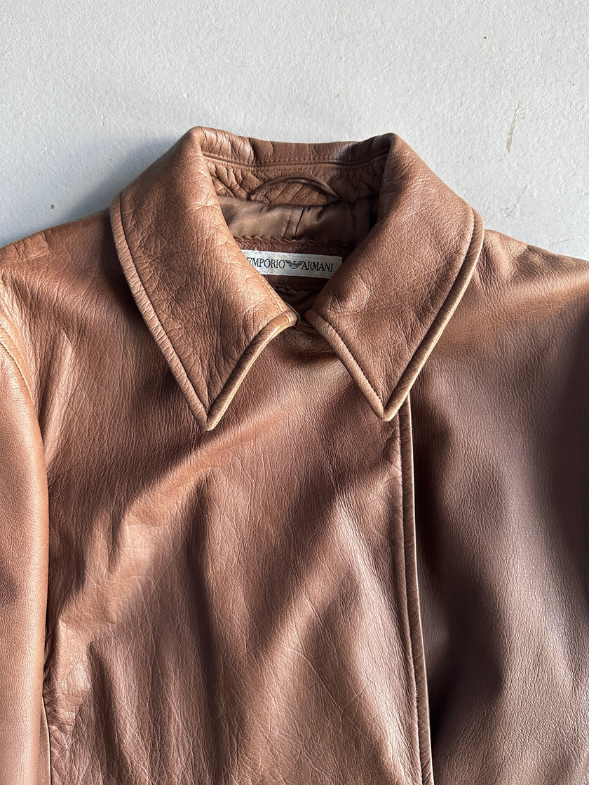 EMPORIO ARMANI - 1980s DOUBLE BREASTED LEATHER JACKET