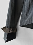 HIROKO KOSHINO - late 1990s PINSTRIPED BLOUSE WITH CASCADING RUFFLE DETAIL