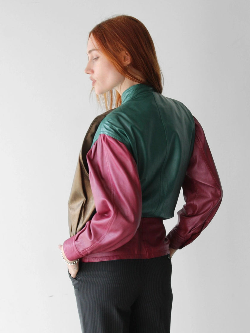 GIORGIO ARMANI – early 1980s COLOUR BLOCK LEATHER JACKET
