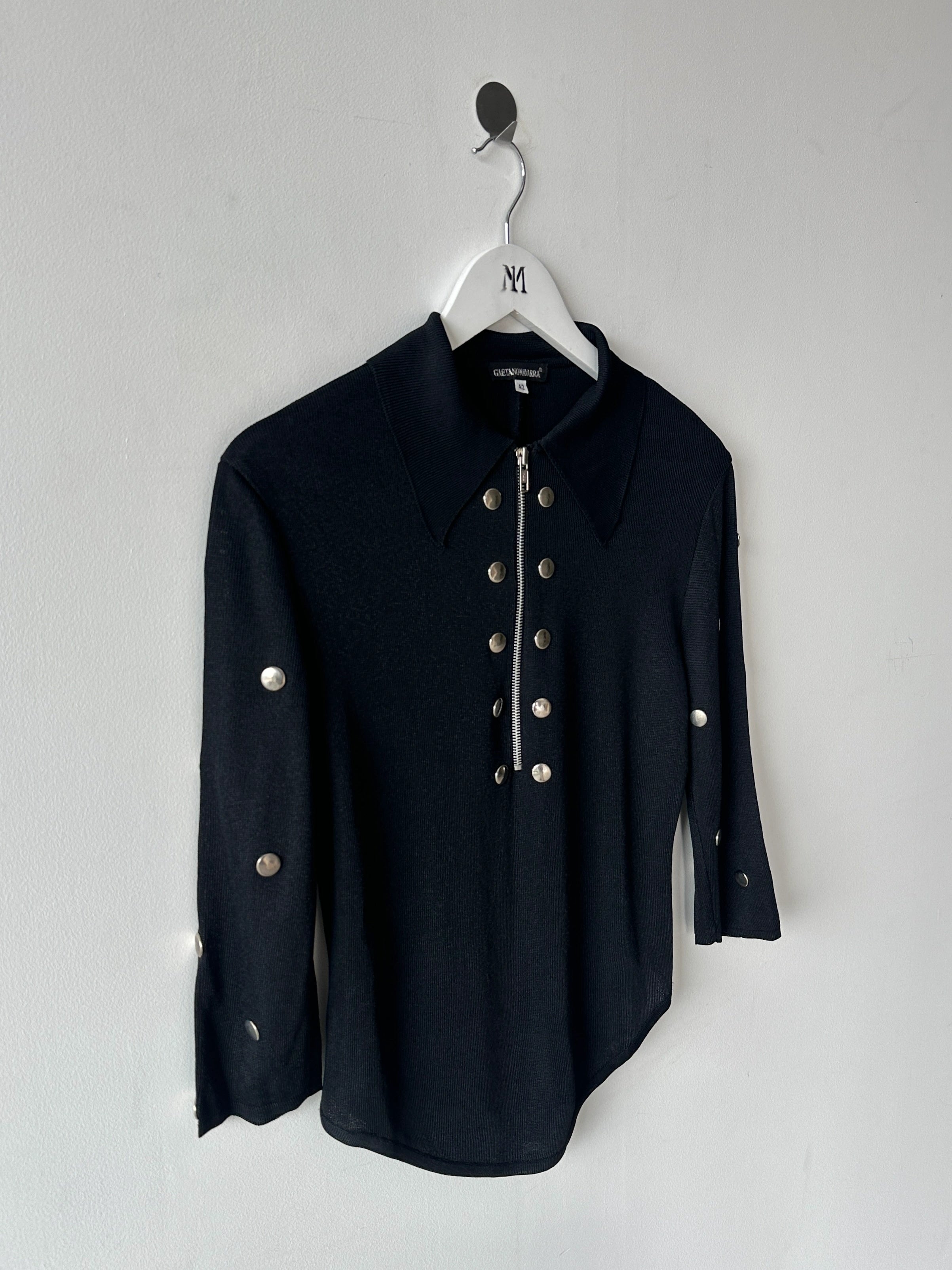 GAETANO NAVARRA - late 1990s KNITTED POLO WITH STUD DETAILS