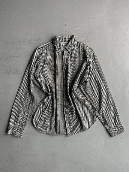 JAPANESE LABEL 1990s HOUNDSTOOTH AND PLAID LONG SLEEVE SHIRT