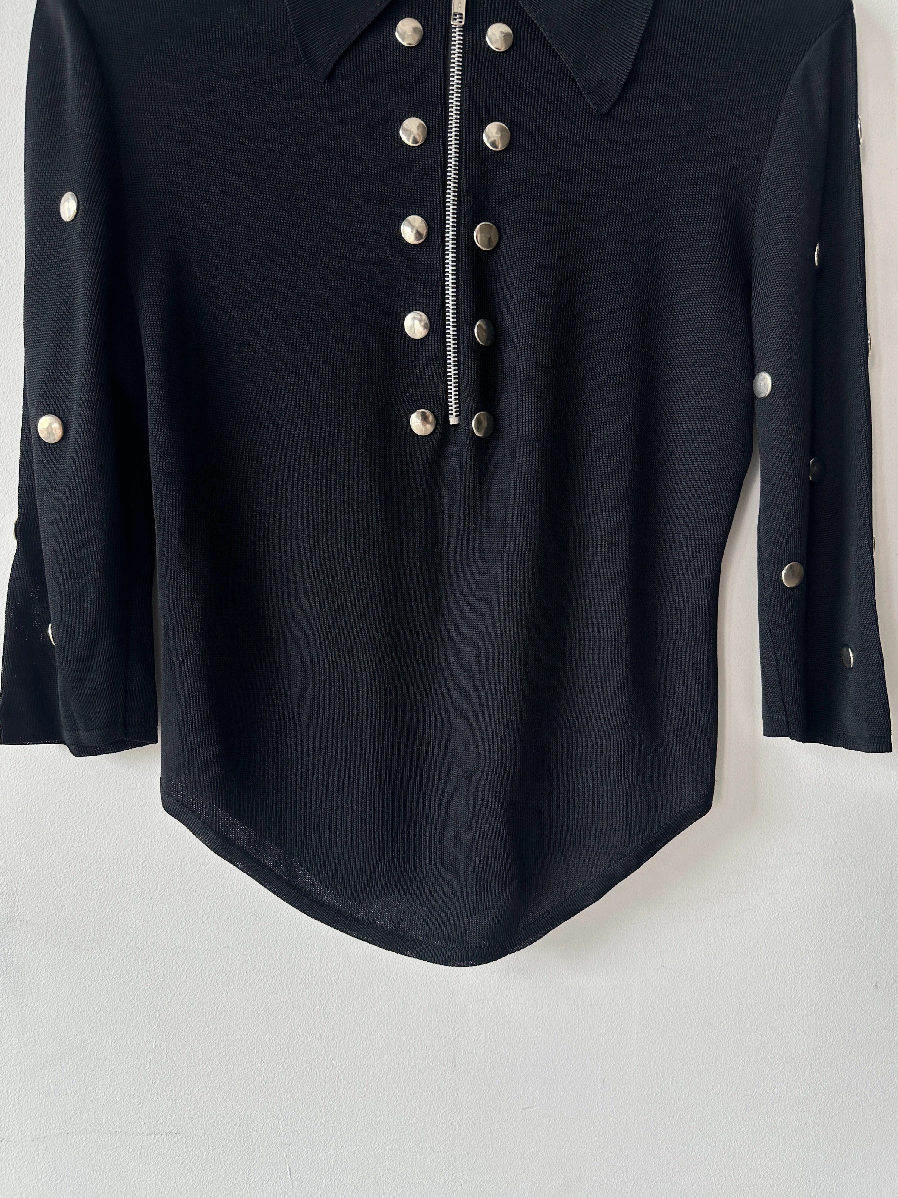 GAETANO NAVARRA - late 1990s KNITTED POLO WITH STUD DETAILS