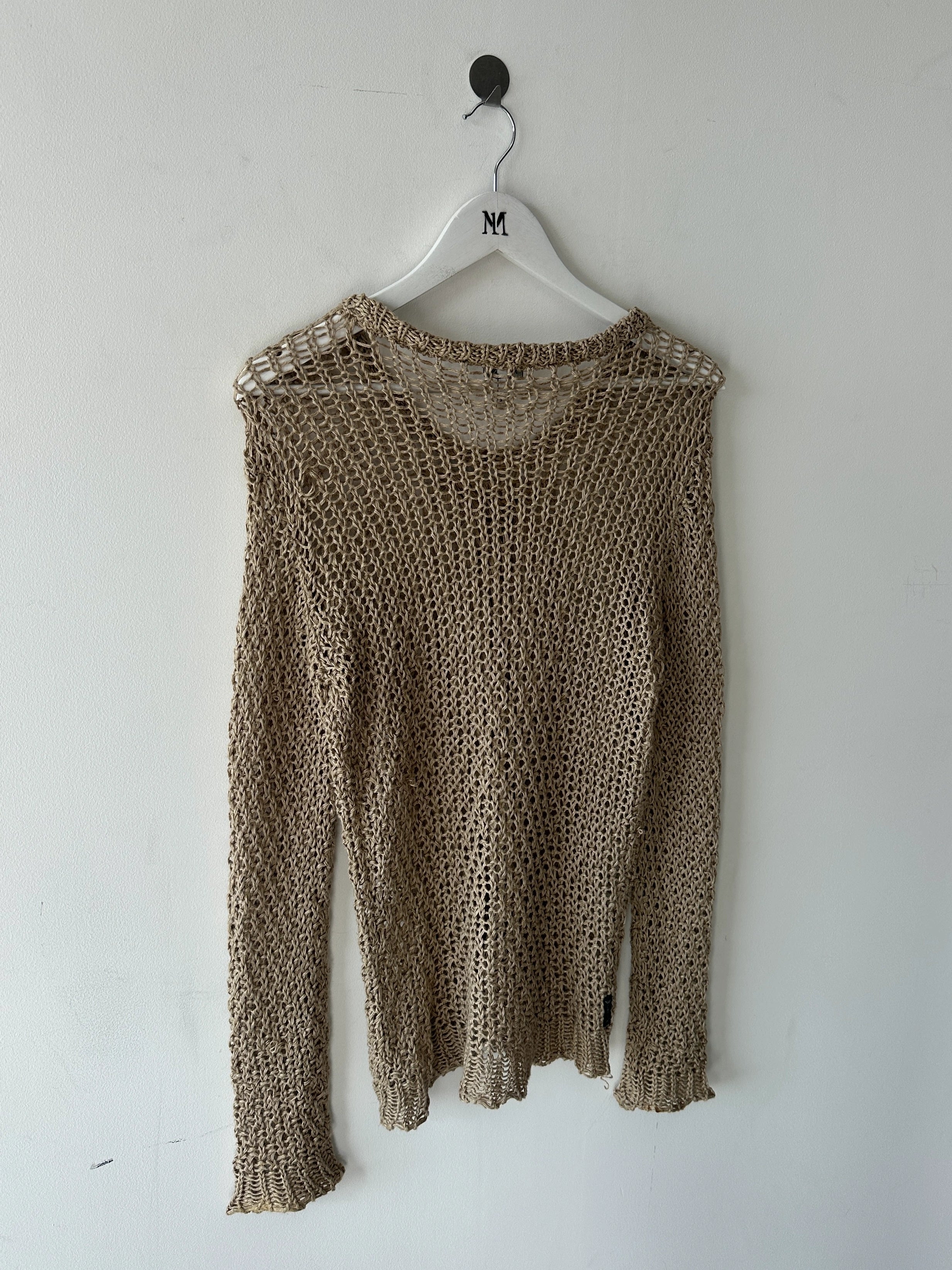 ARMANI JEANS - 2000s OPEN WEAVE KNIT LONG SLEEVE TOP