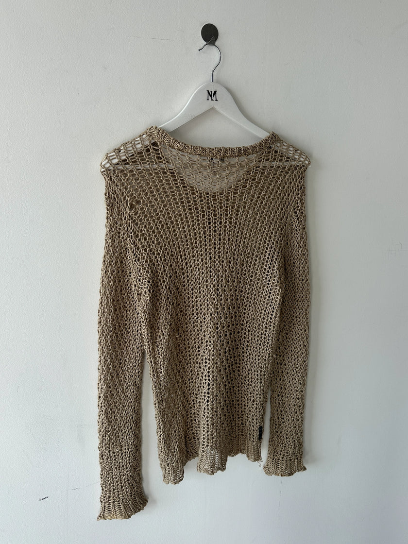 ARMANI JEANS - 2000s OPEN WEAVE KNIT LONG SLEEVE TOP