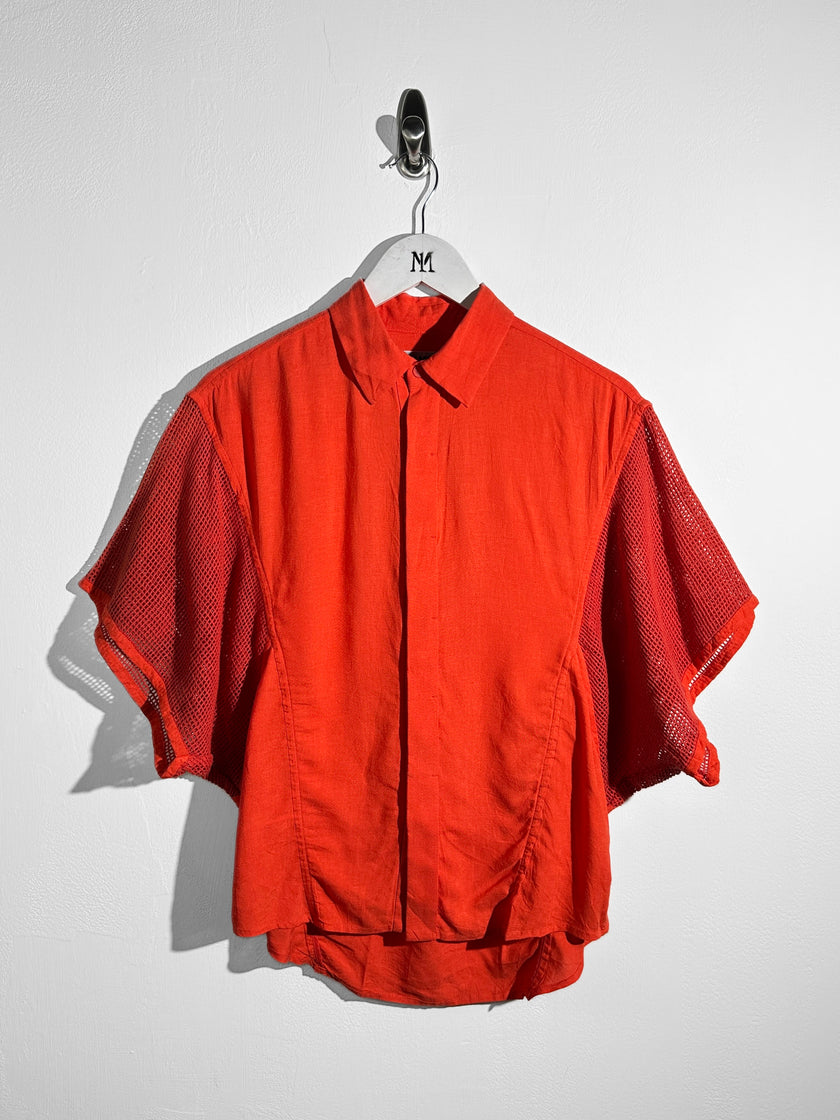 ISSEY MIYAKE - S/S 2014 RELAXED FIT SHIRT WITH PANELED MESH SLEEVE