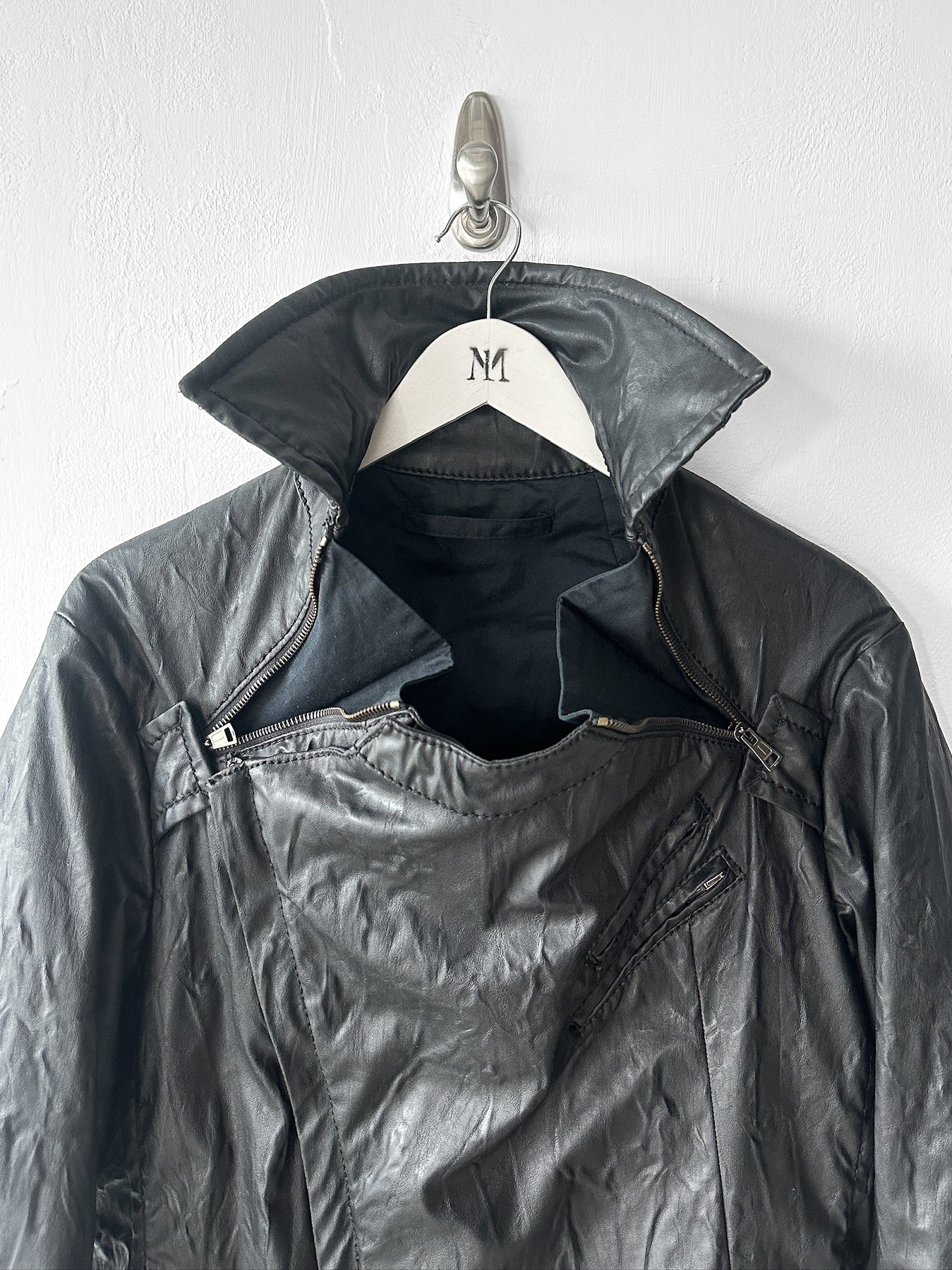 ANDREW MACKENZIE - F/W 2008 WAXED PVC LONG JACKET WITH ZIP DETAILS
