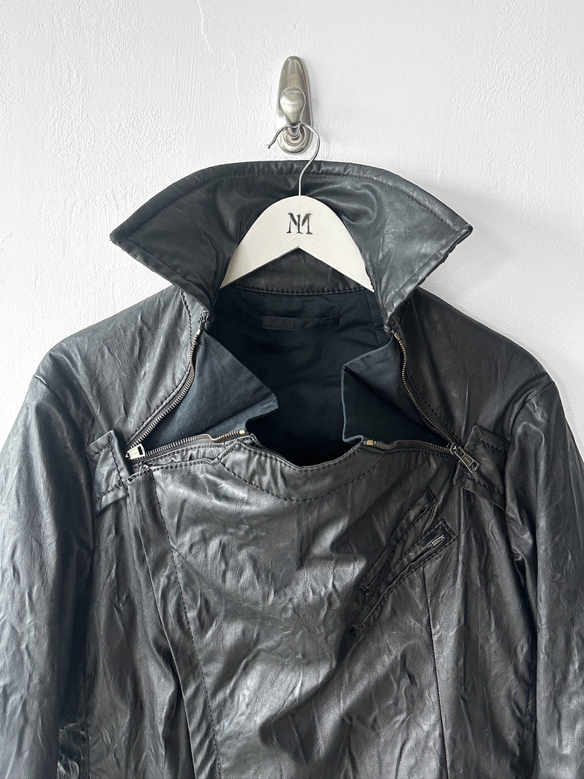 ANDREW MACKENZIE - F/W 2008 WAXED PVC LONG JACKET WITH ZIP DETAILS