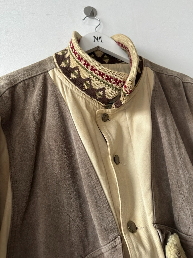 DIESEL - 1980s BOMBER JACKET WITH LAYERED SUEDE PANEL FRONT