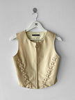 GIANFRANCO FERRÉ - 1990s FAUX LEATHER ZIPPED VEST GILET WITH LACE DETAILING