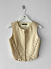 GIANFRANCO FERRÉ - 1990s FAUX LEATHER ZIPPED VEST GILET WITH LACE DETAILING