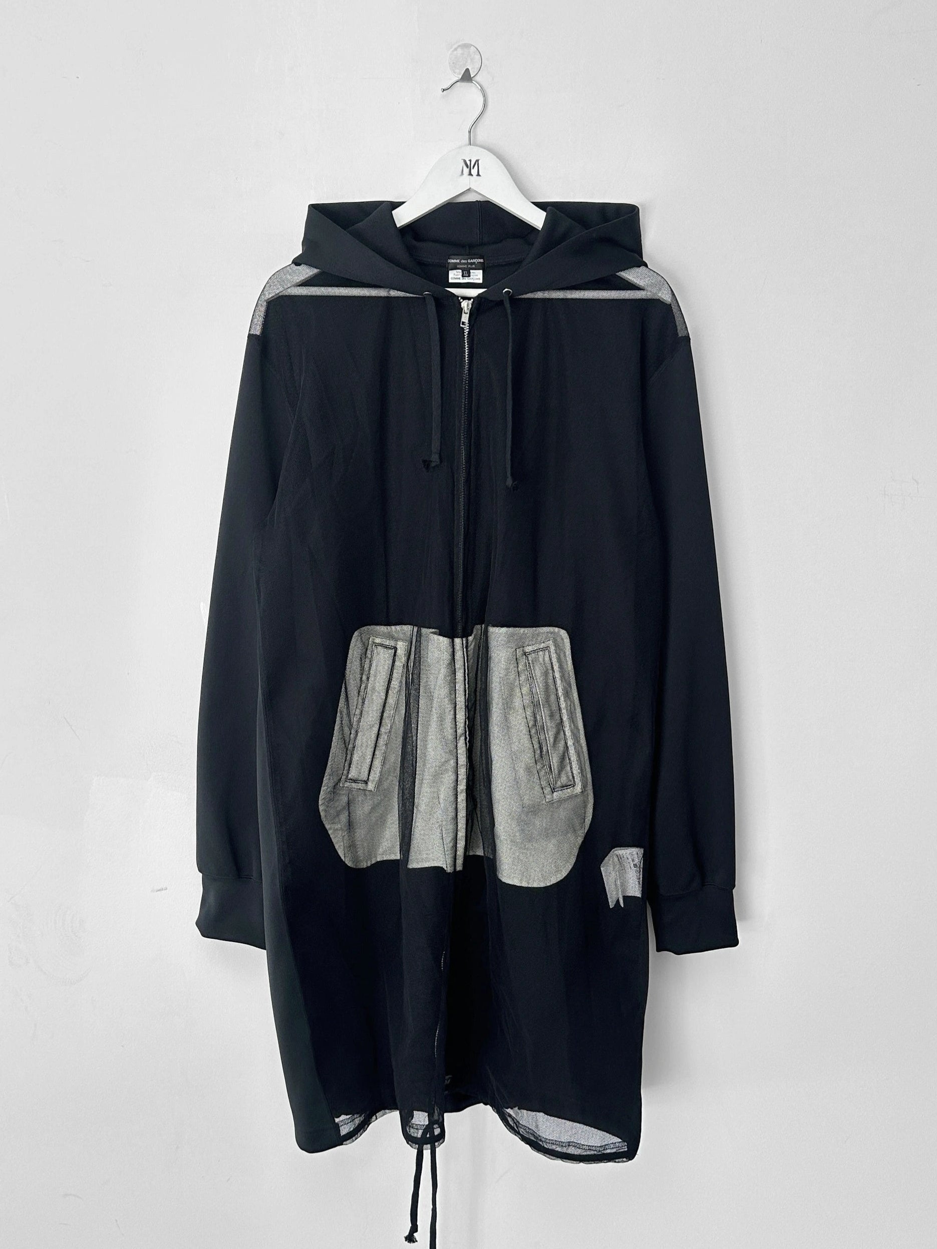 COMME DES GARÇONS - S/S 2025 MESH FRONT LONG ZIPPED HOODIE