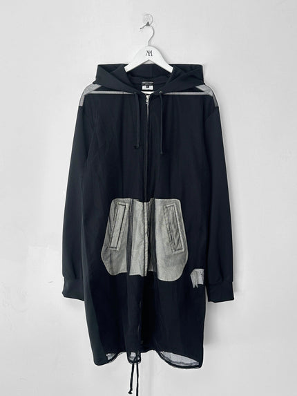 COMME DES GARÇONS - S/S 2025 MESH FRONT LONG ZIPPED HOODIE