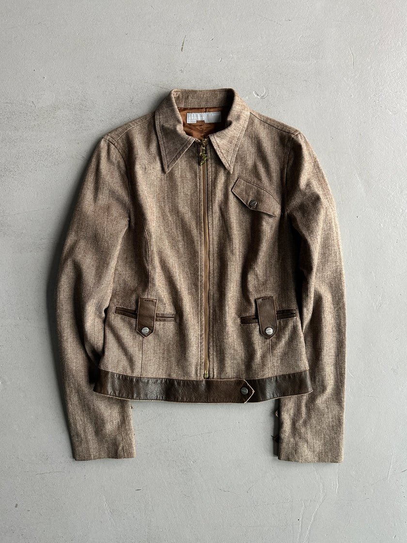 ICEBERG - 2000s JACKET WITH CONTRASTING LEATHER DETAILS