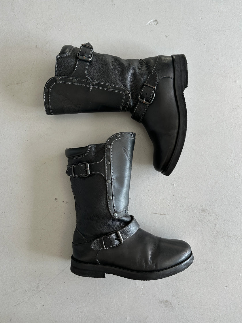 ARMANI JEANS - 2000s BIKER LEATHER BOOTS