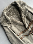 COP COPINE - 2000s RELAXED TEXTURED COAT WITH CROSSED DOUBLE LEATHER BELT