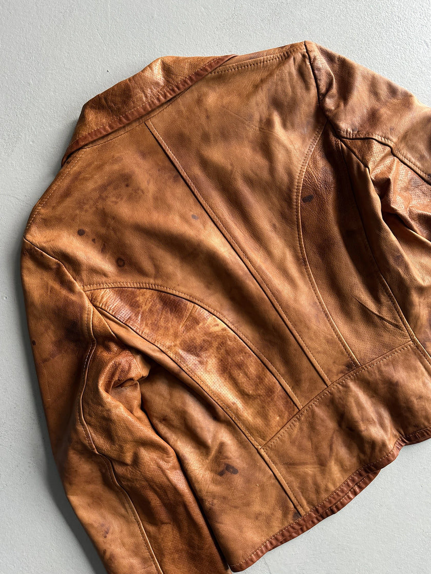 1990s DISTRESSED LEATHER BLAZER