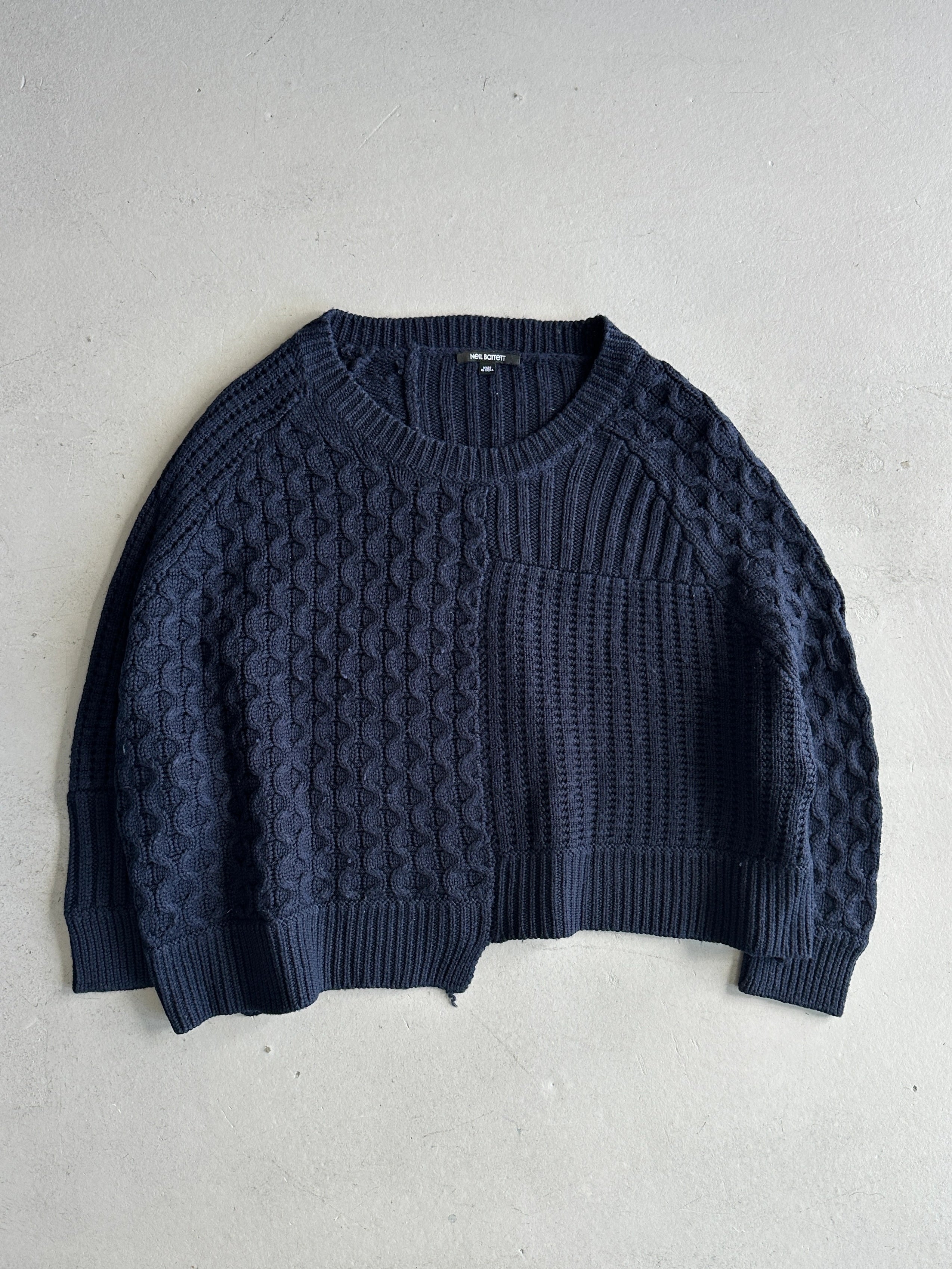 NEIL BARRETT - 2000s BOXY FIT DECONSTRUCTED CHUNKY KNIT JUMPER