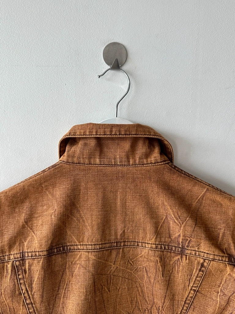 KENZO  - 1980s DENIM JACKET WITH CRINKLED EFFECT WASH