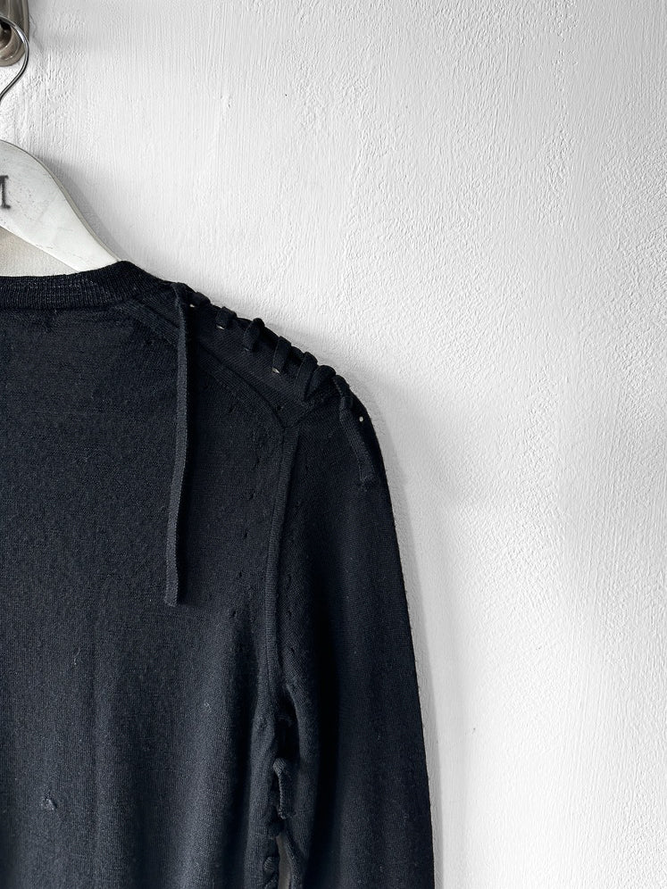 COMME DES GARÇONS -  S/S 2005 V NECK LONG SLEEVE KNIT TOP WITH LACING DETAILS