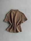 1970s CROP FIT BUTTONED SHORT SLEEVE KNIT TOP