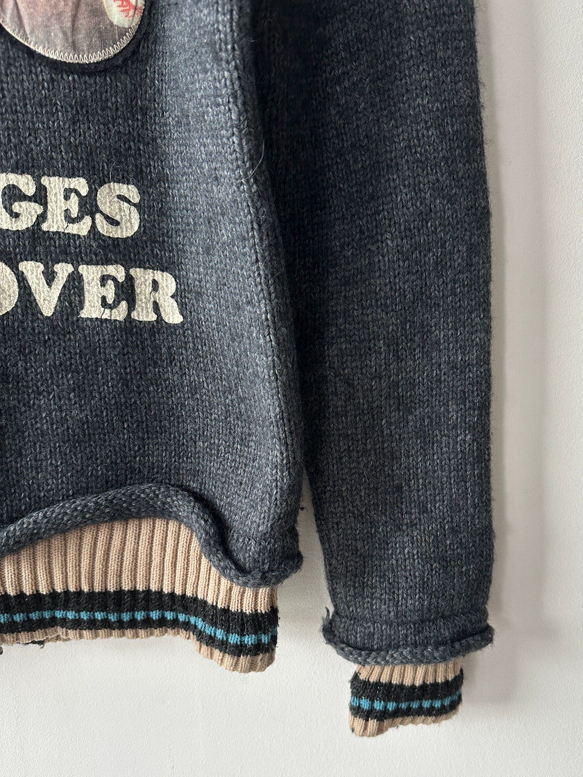 HYSTERIC GLAMOUR  - 2000s CHUNKY KNIT VARSITY CARDIGAN