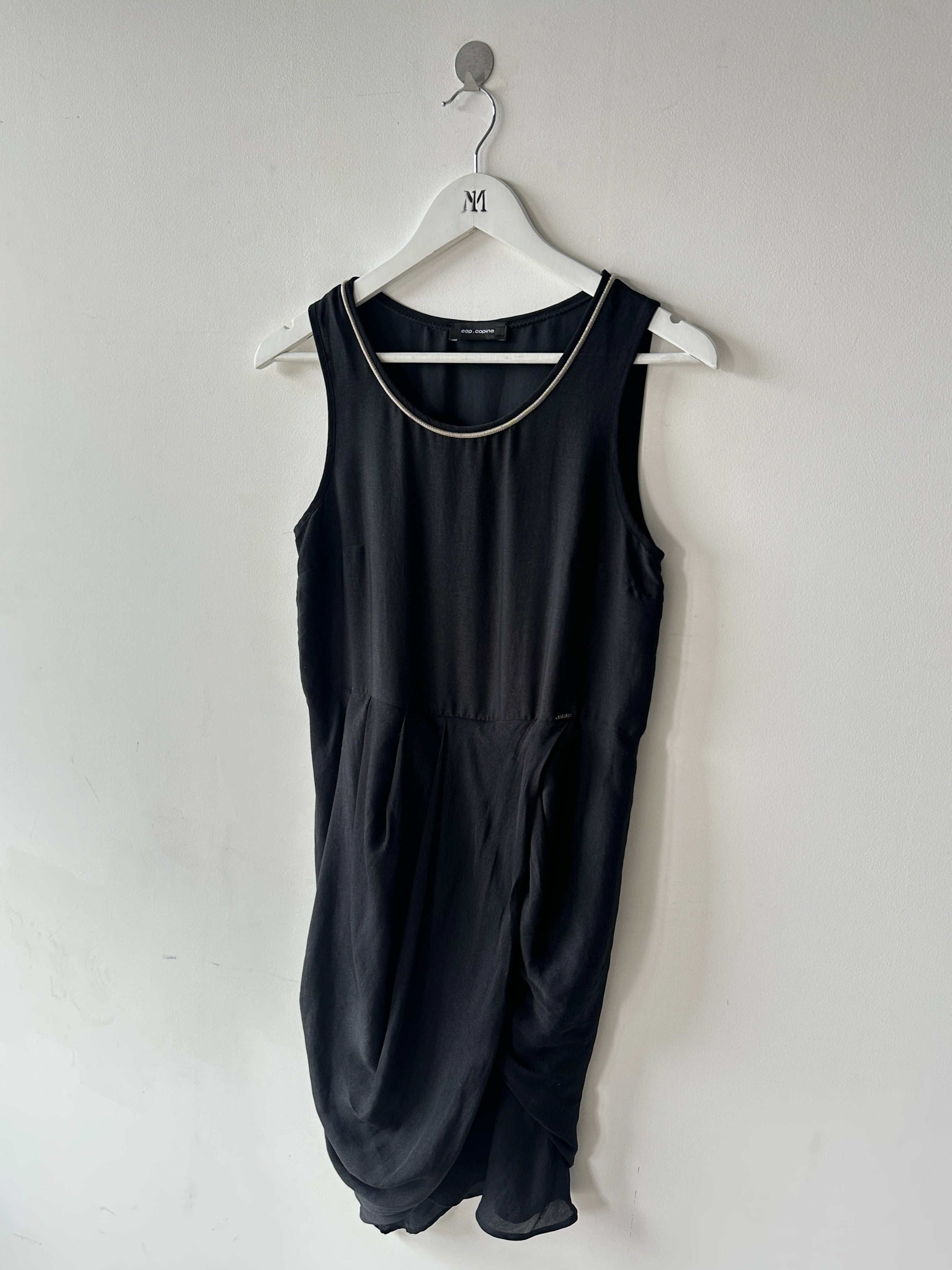 COP COPINE - 2000s ASYMMETRIC SATIN DRESS WITH CHAIN NECKLINE