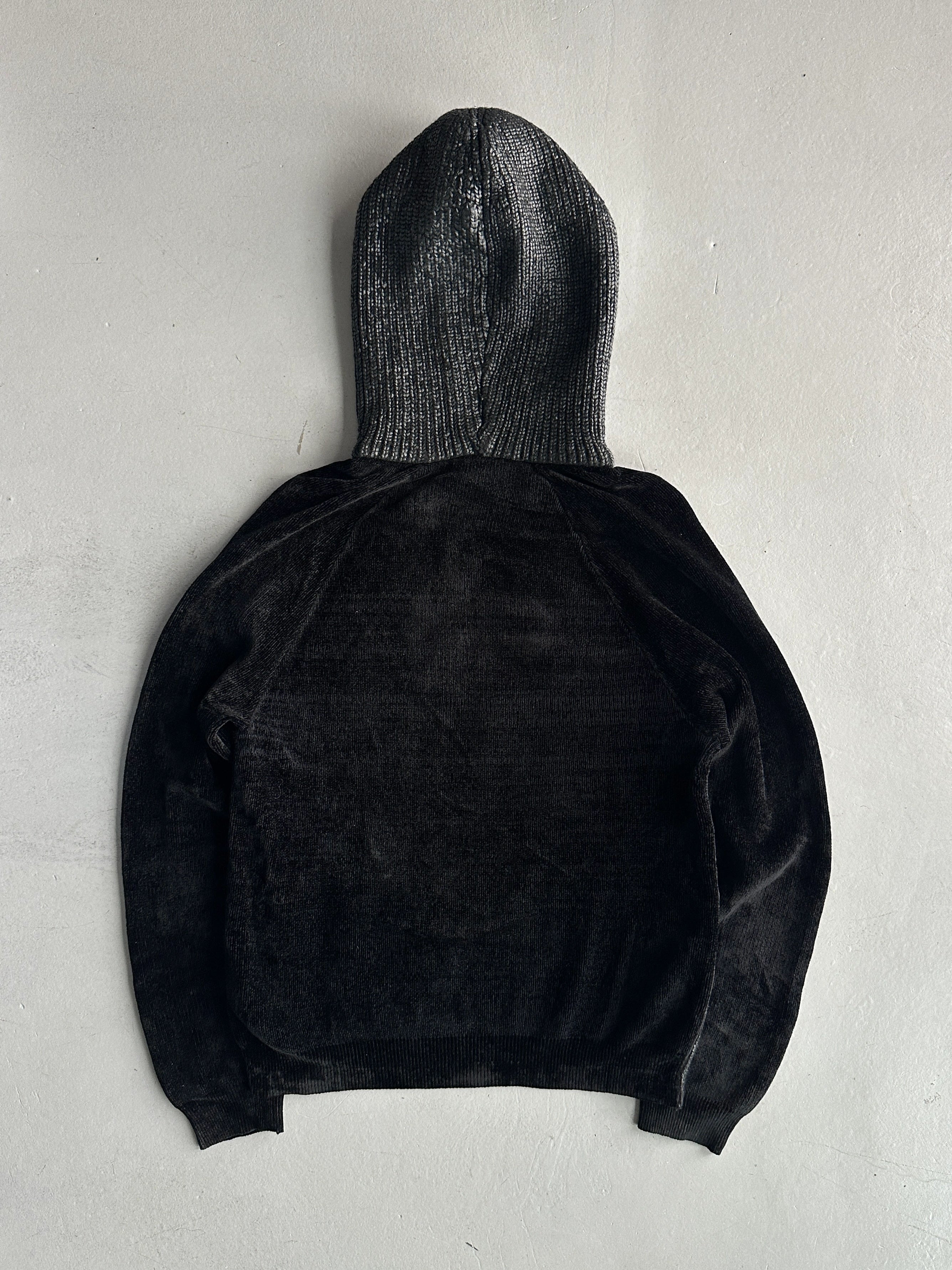 EMPORIO ARMANI - 2000s CHENILLE JUMPER WITH CONTRASTING FRONT AND HOOD