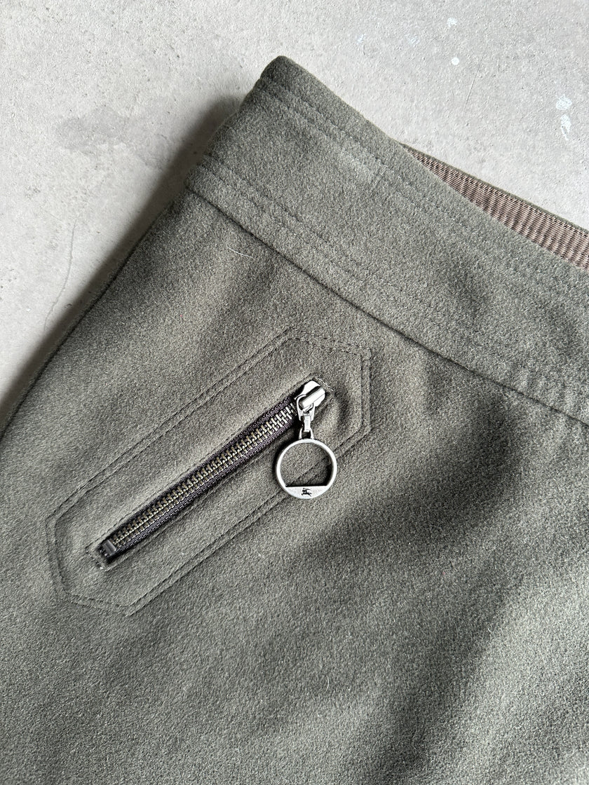 BURBERRY BLUE LABEL - 2000s WOOL MINI SKIRT WITH ASYMMETRICAL POCKETS