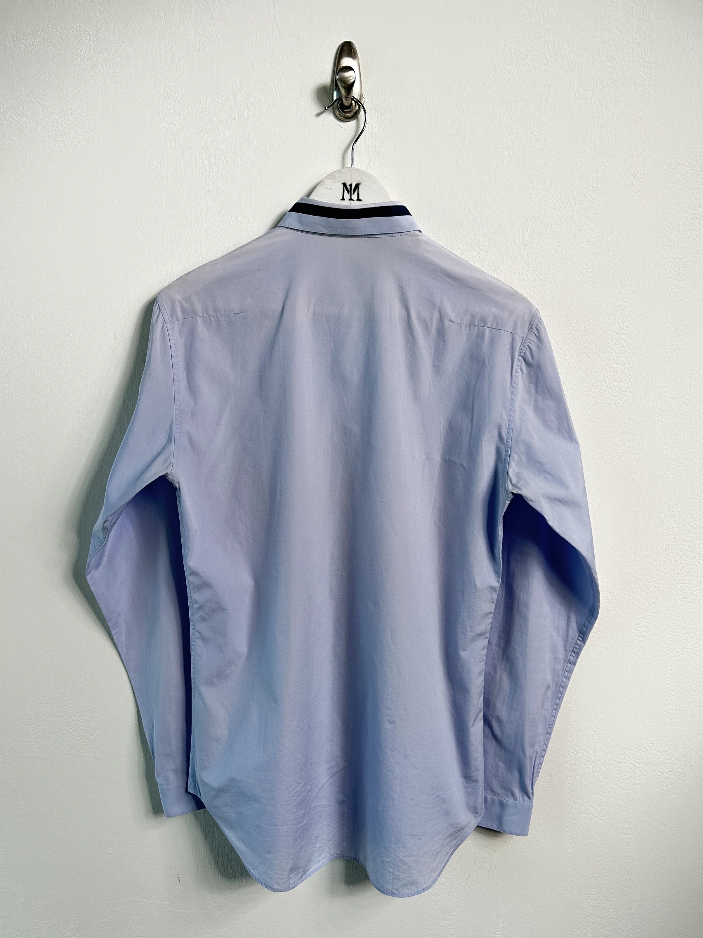 DIOR - late 2010s LONG SLEEVE SHIRT WITH CONTRAST STRIPE DETAILING AT FRONT AND COLLAR