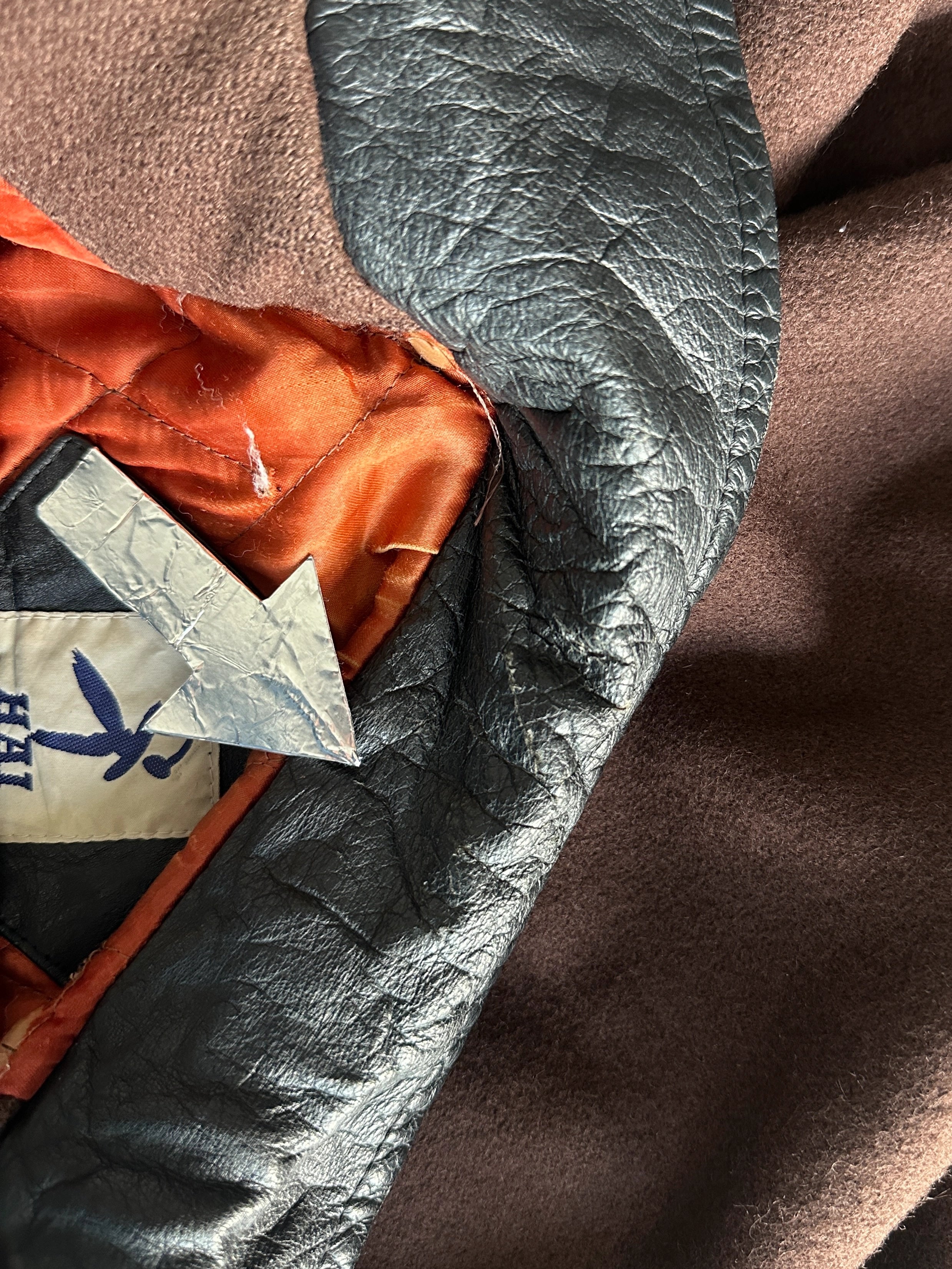 ISSEY MIYAKE HAI - A/W 1993 BOMBER JACKET WITH CONTRASTING LEATHER SLEEVE AND COLLAR