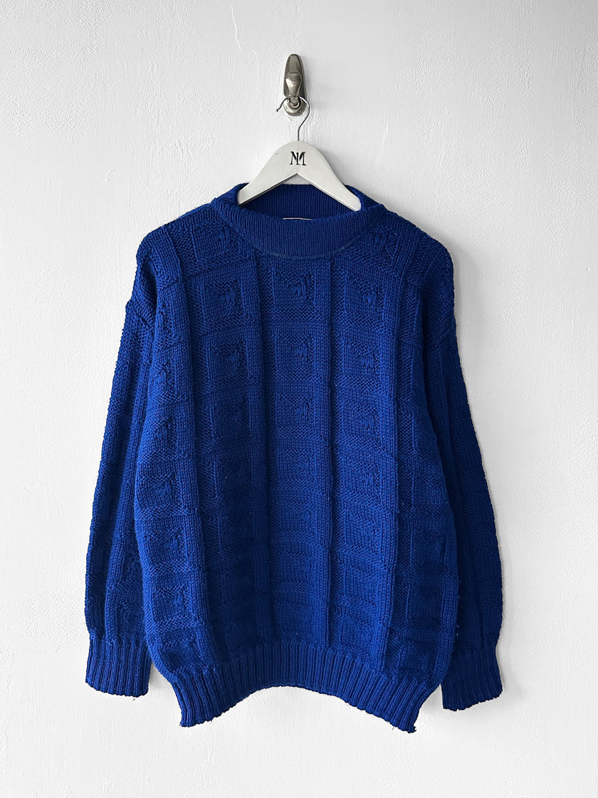 ITALIAN LABEL 1980s OVERSIZED GEOMETRIC CABLE KNIT JUMPER