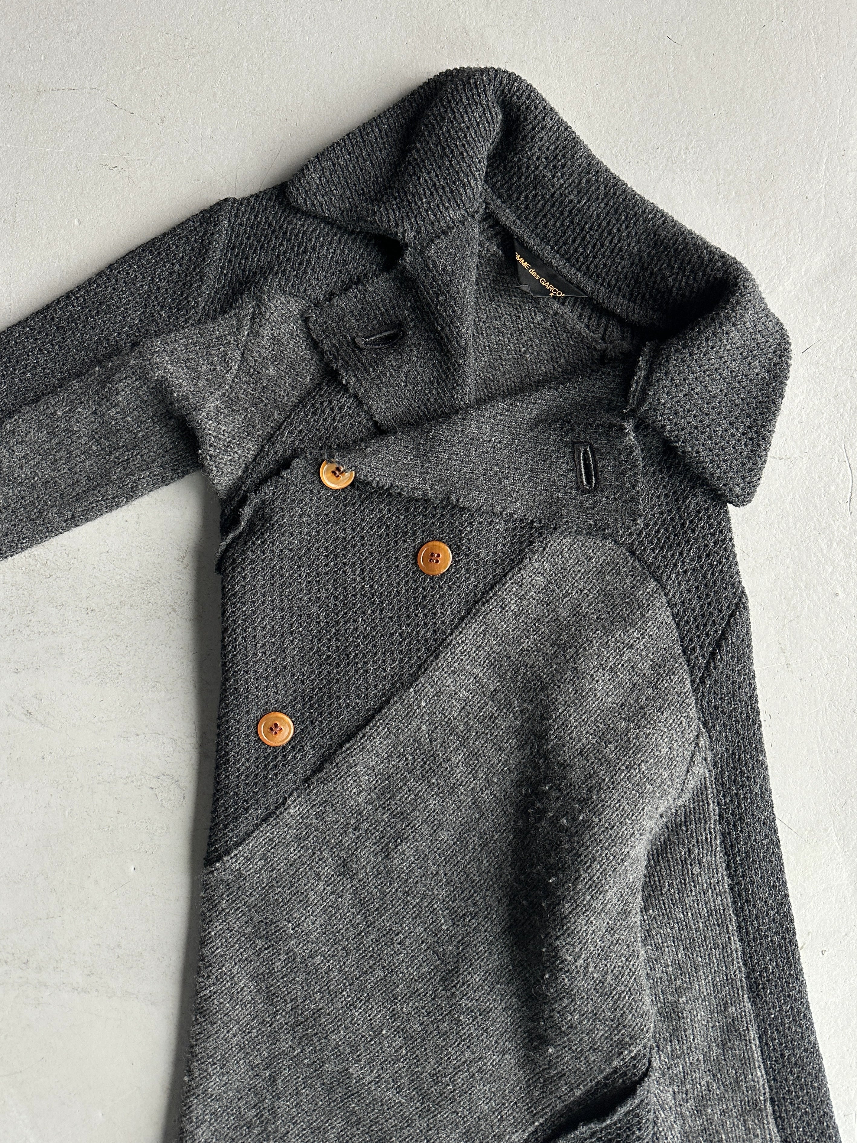 COMME DES GARÇONS - F/W 2002 ASYMMETRICAL KNIT TOP WITH FRONT AND BACK BUTTON EMBELLISHMENTS