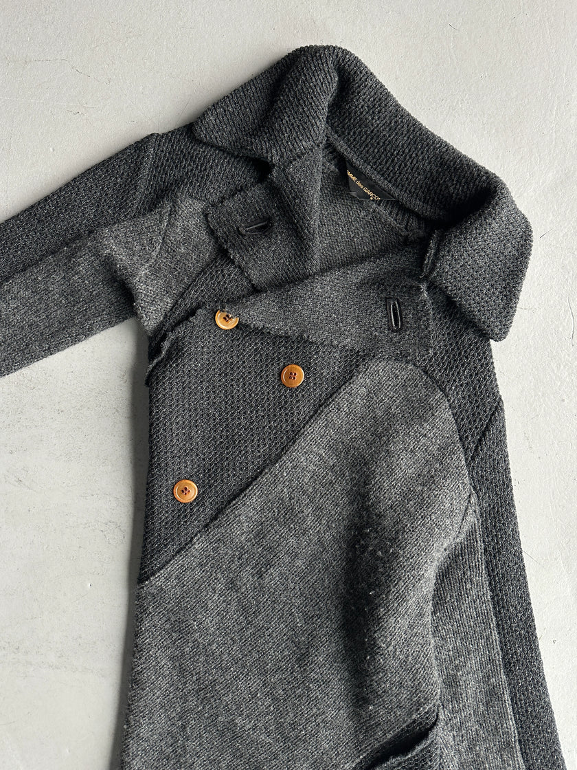 COMME DES GARÇONS - F/W 2002 ASYMMETRICAL KNIT TOP WITH FRONT AND BACK BUTTON EMBELLISHMENTS