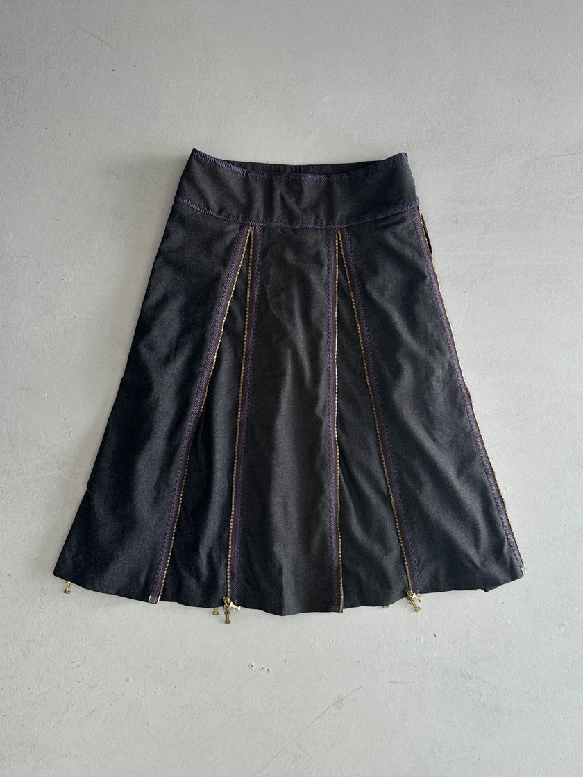 ICEBERG - 1990s MULTI ZIP MIDI SKIRT