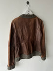 ITALIAN LABEL 2000s LEATHER JACKET WITH KNIT COLLAR AND FRONT PLACKET
