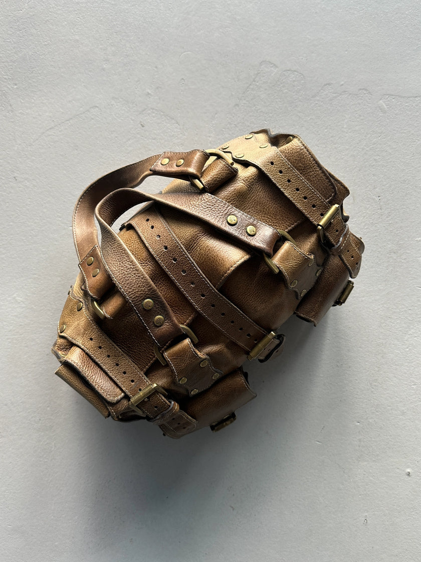 MULBERRY - 1990 DISTRESSED LEATHER ROXANNE BAG