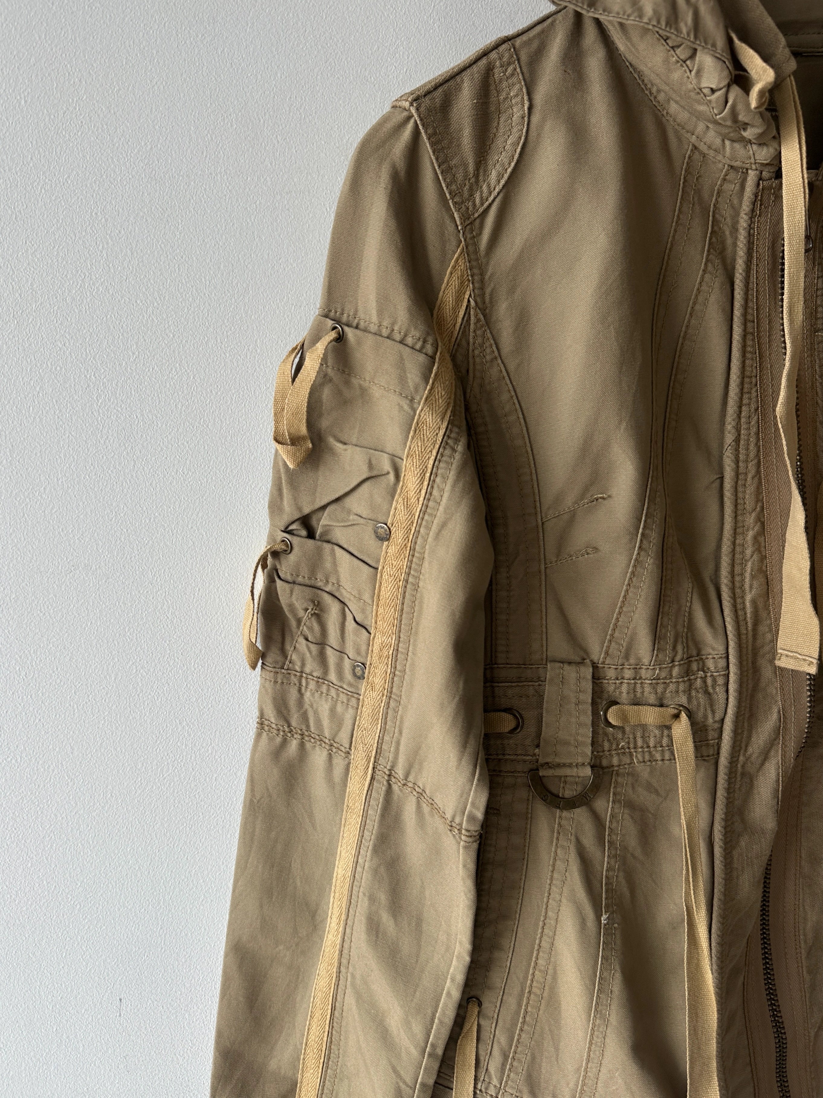 MARITHÉ + FRANÇOIS GIRBAUD - 2000s COTTON PARKA WOTH BONDAGE DETAILS