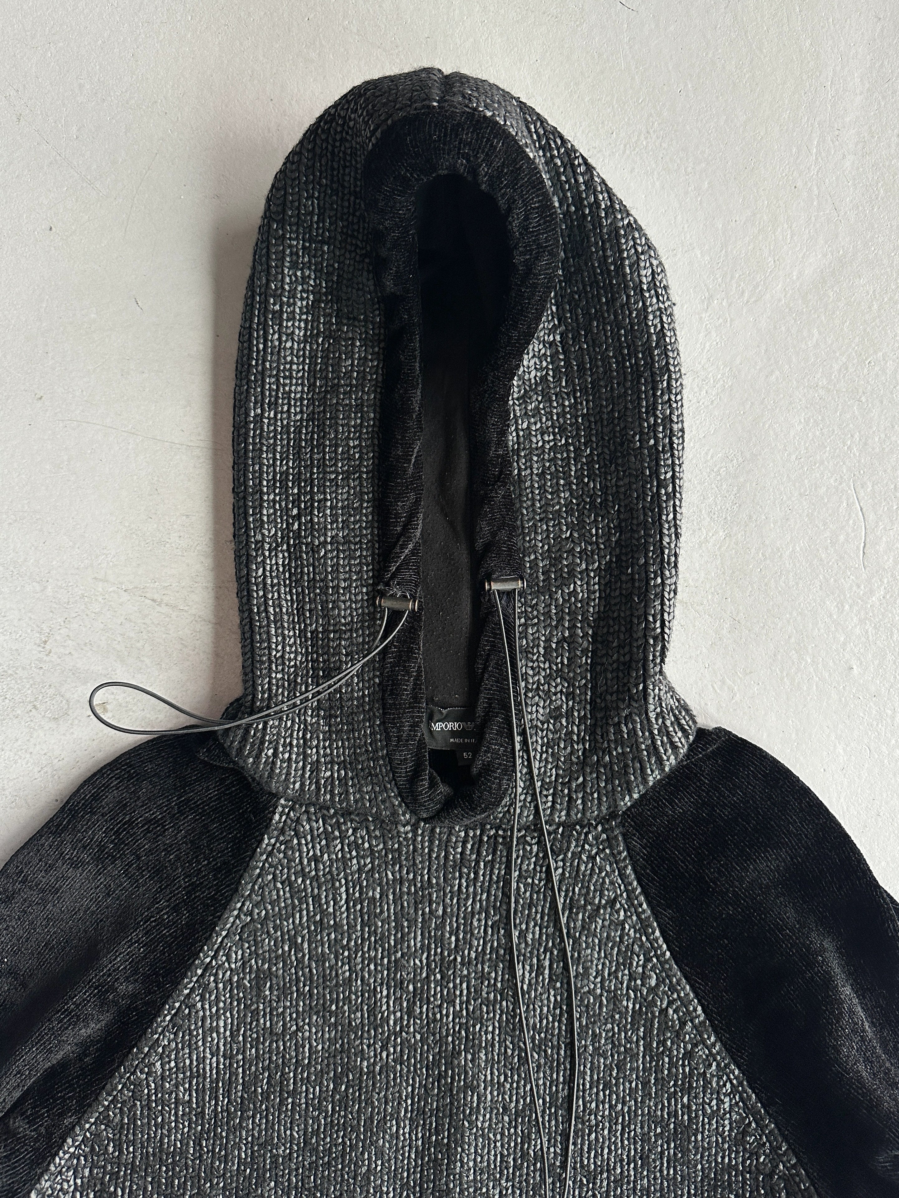 EMPORIO ARMANI - 2000s CHENILLE JUMPER WITH CONTRASTING FRONT AND HOOD