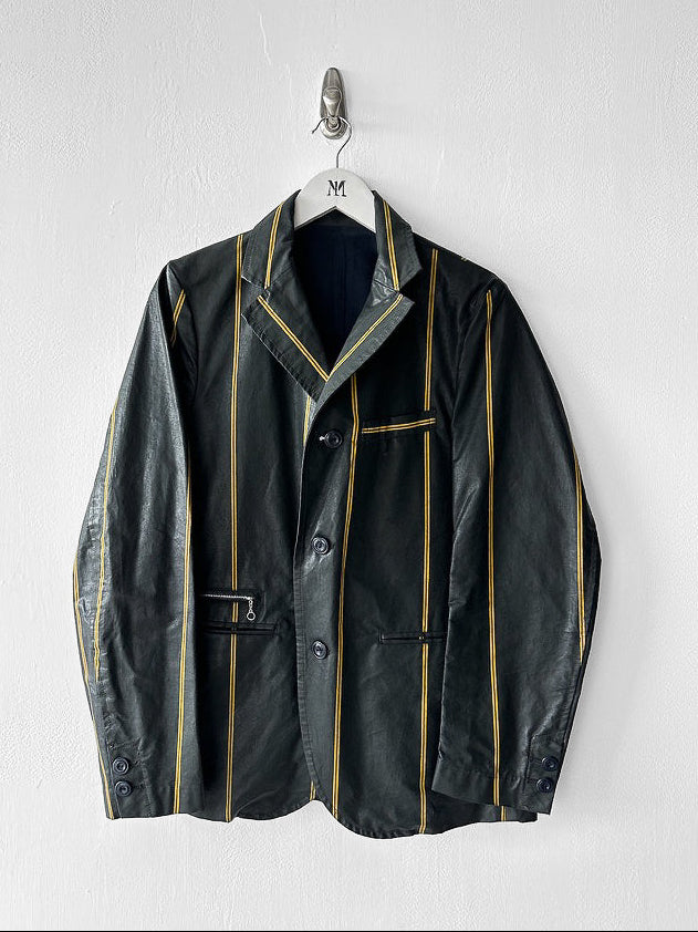 JAPANESE LABEL - 1990s COATED COTTON STRIPED BLAZER