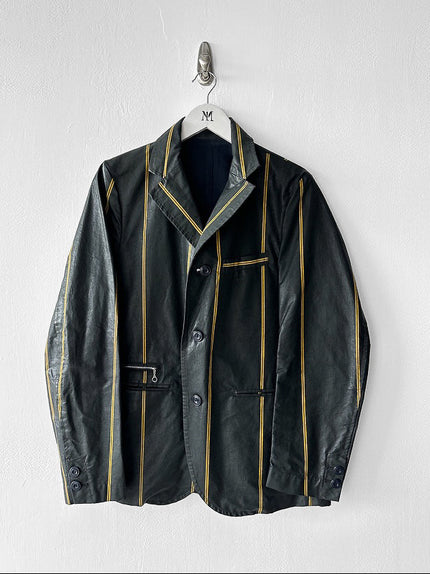 JAPANESE LABEL - 1990s COATED COTTON STRIPED BLAZER