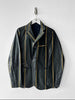 JAPANESE LABEL - 1990s COATED COTTON STRIPED BLAZER