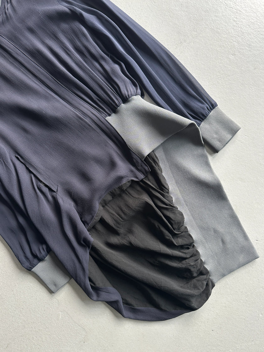 YOHJI YAMAMOTO - S/S 2001 ASYMMETRICAL SILK BLOUSE CARDIGAN